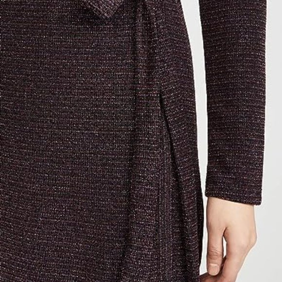 PAIGE Lucielle Longsleeve Dress Wrap up Stretchy Lurex Metallic Holidays Cocktai - Picture 5 of 16